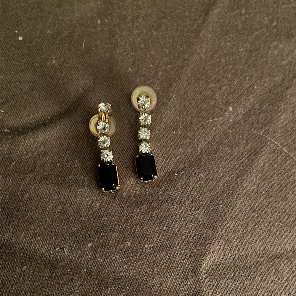 Elegant Black and Silver Drop Earrings